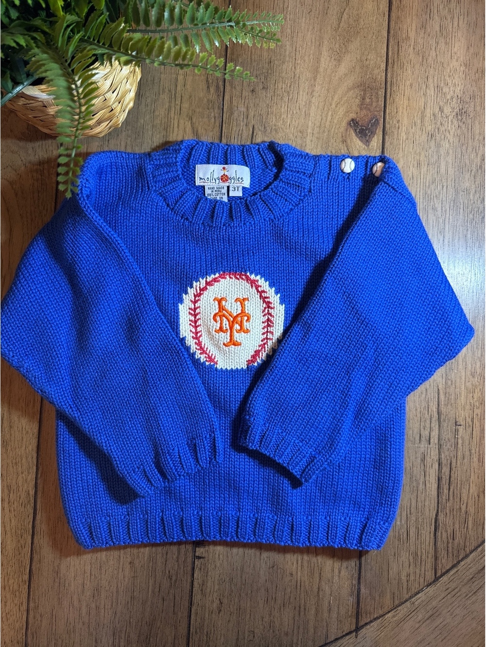 Molly’s Toggles Handmade New York Mets Knit Sweater – Boys 3T